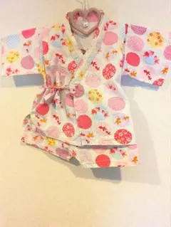 花柄甚平　浴衣 90サイズ　金魚　ピンク