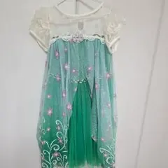 グリーン花柄プリントドレス