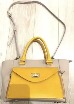 ViS ショルダーバッグ 2Way イエロー グレージュ ミニバッグ付き 鞄