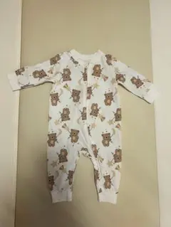 クマ柄長袖ベビーパジャマ　カバーオール80cm