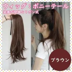 ポニーテールウィッグ エクステ ロング つけ毛 45cm ブラウンのサムネイル
