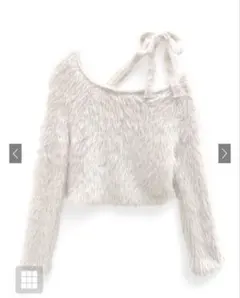 ファー風オフショルダー長袖トップス