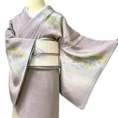AA137愛華 着物 訪問着 風景 淡いグリーン 正絹 - メルカリ