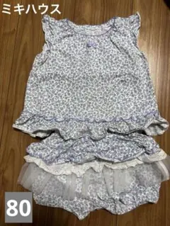 ミキハウス mikiHouse 花柄フリルベビー服　フリー（70-80)サイズのサムネイル