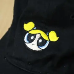 パワパフガールズ刺繍キャップ 黒　頭周り約50cm迄