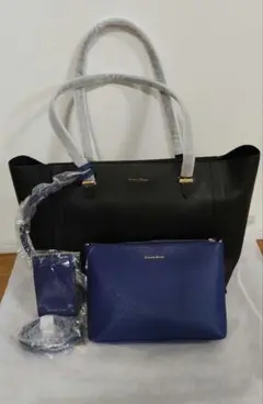 Samantha Thavasa ブラックトートバッグ＆ポーチセット