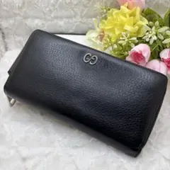 美品♥️グッチ♥️ドリアン ブラックレザー 長財布　GG ラウンドファスナー