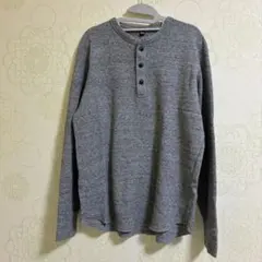 UNIQLOグレー ヘンリーネック 長袖シャツ　Mサイズ