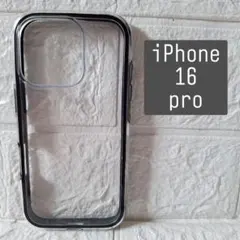 iPhone 16 Pro スマホケース クリア ブラック 耐衝撃 スマホカバー