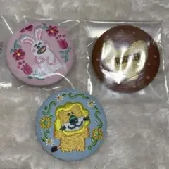 たべっ子どうぶつ　刺繍デザイン缶バッジ3点セット