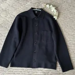 UNIQLOミラノリブシャツカーディガンSサイズ ネイビー ユニクロ