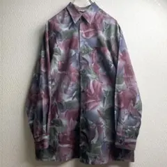 レトロ 古着 シャツ 柄シャツ ガラシャツ 総柄 デザインシャツ 長袖