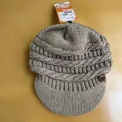 ベージュ ケーブル編み ニットビーニー