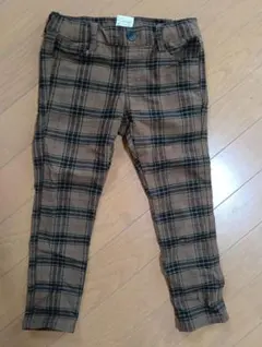 branshes茶色系チェック柄スリムフィットパンツ110
