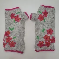 花柄刺繍 　手袋