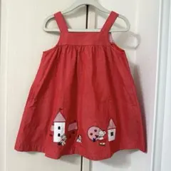 【未使用】familiarファミリア　赤ジャンバースカート　ファミちゃんリア90