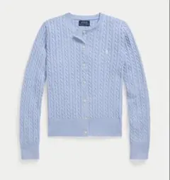 ポロ ラルフローレン ケーブルニット　カーディガン 春カラー　XS 水色　M