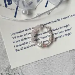 《淡水パール×ガラスビーズ》ビーズリング