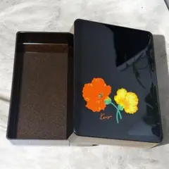 【KENZO】ケンゾー 花柄 漆器風 文箱 小物入れ 書類箱 ブラック