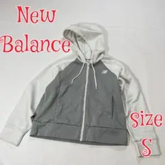 New Balance 裏起毛ジップアップパーカー グレー ホワイト Sサイズのサムネイル