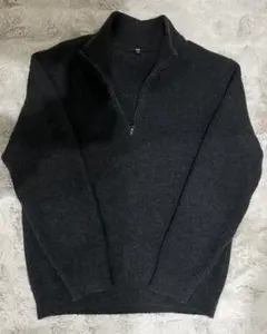 UNIQLOハーフジップセーター0ダークグレーXL