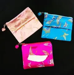 ポケットティッシュケース 付き ポーチ３個 セット