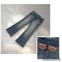 Y2K archive Flare Denim Wing刺繍 平成 ギャル