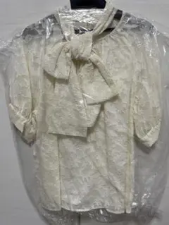 VIS ボウタイ付きシアージャガードブラウス