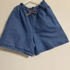 デニムブルー ハーフパンツ リボン付き