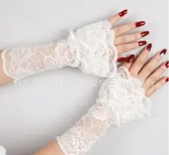 【白】アームカバー つけ袖 ホワイト レース 和装 着物 ドレス 浴衣ゴスロリ