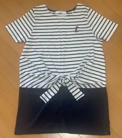 Disney ミッキー刺繍 ストライプ Tシャツ Mのサムネイル