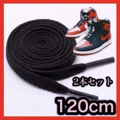 黒 靴紐 120センチ 平紐 2本組 NIKE アディダス vans