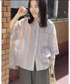 再値下 うしろジャガード 半袖シャツ 白 CUBESUGAR キューブシュガー 