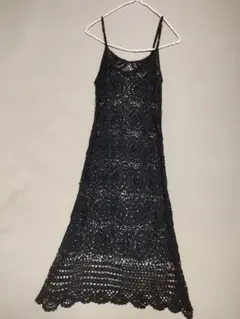 ヴィンテージ フラワー クロシェ レース キャミワンピ ロングドレス