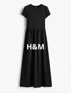 H&M ブラック 半袖ロングワンピース　Mサイズのサムネイル