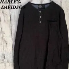 【人気】Harley-Davidson Tシャツ　長袖　ブラック　胸ポケット　L