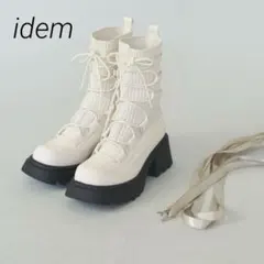 美品　idem lace up socks bootsリボン編み上げ厚底ブーツ