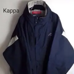 カッパ Kappa ナイロンジャケット　刺繍ロゴワンポイント　フード付き　黒
