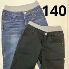 140 のびるっち ハーフパンツ デニム＋ツイル黒 ストレッチのサムネイル