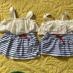 女の子用ストライプセパレート水着　年子ちゃんset