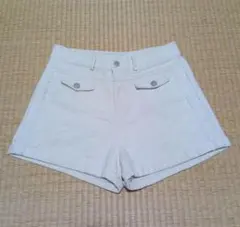 デニムショートパンツ白、短パン、レディース