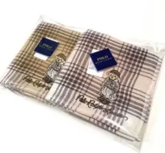 新品　ポロラルフローレン　タオルハンカチ　ポロベア刺繍　チェック　ギフト