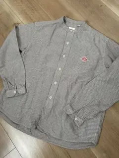 【DANTON】バンドカラーシャツ ボーダー グレージュ 40 Bshop 購入