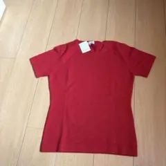 カシミヤ100% レッド 半袖ニット Mサイズ