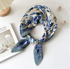 S-128　新品ひし形プリーツ スカーフ70cm巻き方 首元ストール