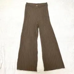 【フリークスストア】リブニットワイドパンツ ウエストゴム シンプル 綿混 F