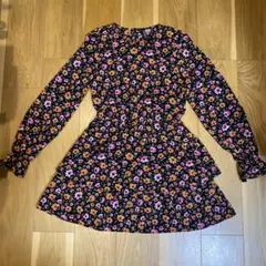 H&M 花柄 長袖 ミニワンピース