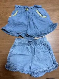 女の子 ショートパンツ 2枚セット 80.90センチ幼稚園 保育園