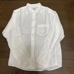 無印良品 メンズ リネン スタンドカラーシャツ ホワイト S