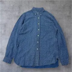 現行品　Polo ラルフローレン　花柄　総柄　リネンシャツ　ブルー系　Mサイズ